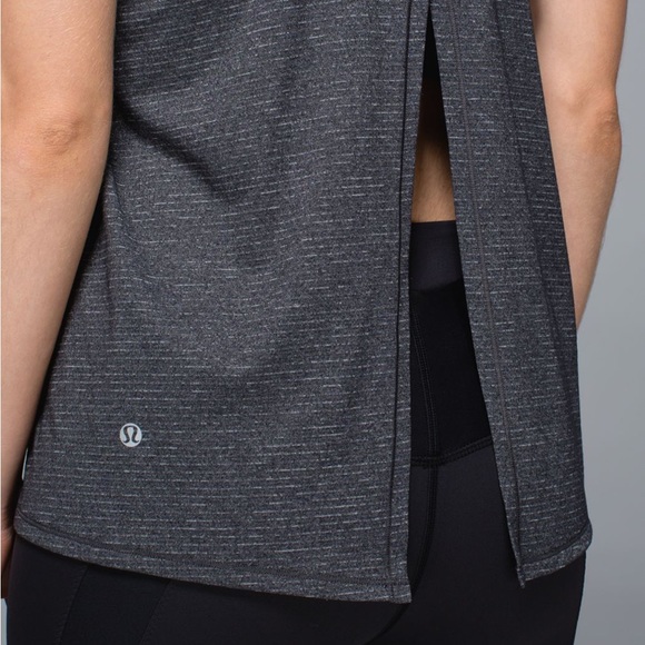 🆕🍋Lululemon Clip-In open back tank, heather gray striped/black - Picture 2 of 9